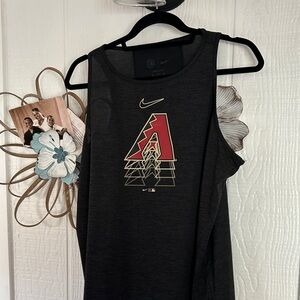 Nike Dry Fit Charcoal Tank Top with Red and Gold Graphic